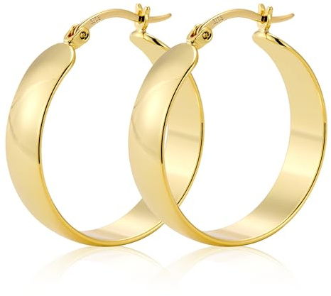 ALEXCRAFT Tjocka örhängen Guld Stora Hoop Örhängen 14K Guld-Örhängen Dam Chunky Stora för Kvinnor Flickvän Mamma Tjej 30MM
