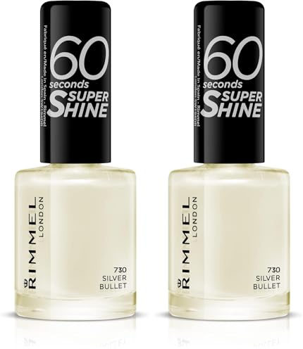Rimmel 60 Seconds Super Shine Nail Polish - Silver Bullet (Pack of 2)