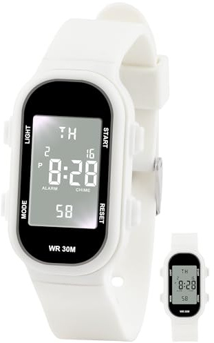 Juboos Kinderuhr Madchen, Armbanduhr Mädchen Junge Zeit Lernen Wasserdicht 3ATM,Uhr Kinder Analog 5-15 (Weiß)
