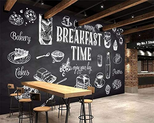 Papier peint 3D autocollant amovible - Motif noir et blanc dessiné à la main - Grande décoration d'intérieur pour salle à manger, chambre, café, bar - 400 x 280 cm