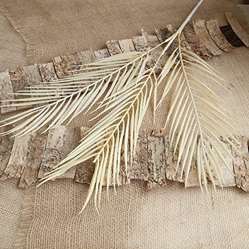 Arbusto de hoja de palma tropical artificial, 3 ramas de 92 cm, flores artificiales de coco, plantas verdes, decoración del hogar, jardín, accesorios de boda (champán)