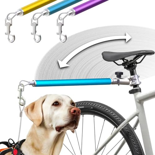 Dog Bike Leash - 180° Rotatable/Fixed, Quick - Connect Attachment with Built - in Spring Shock Absorption, Safe & Smooth Rides for You & Your Pup (Blue)