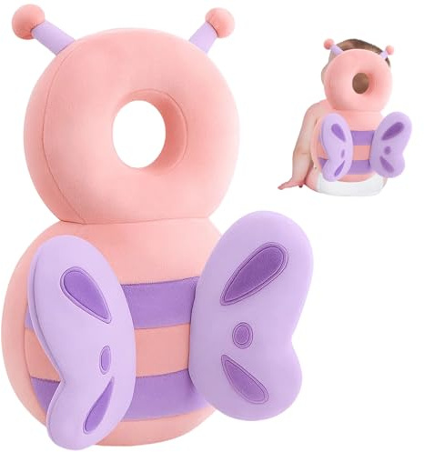 Baby Head Protector Backpack, Soft Plush Head Protection for Baby, Adjustable Baby Fall Backpack with Elastic Straps, Safety Toddler Head Protector for Walking Practice and Playground Activities