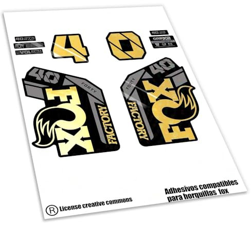 Ref: VP641 Aufkleber, kompatibel mit Gabel FOX- 40 Kashima 2025 MTB, Sticker, Aufkleber, Aufkleber für Mountainbikes, (verchromtes Gold)