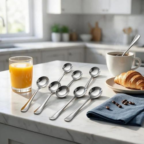 8 Stück Espressolöffel Mini, 11.5 cm Kleine Löffel aus Edelstahl, Espressolöffel aus Rostfreiem Stahl, Espresso Kaffeelöffel Edelstahl, für Gewürze, Salz, Honig, Teelöffel, Silber