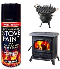 HOUSEHOLD DISCOUNTS LTD High Temperature Stove Spray Paint, 400ML, Matt Black, Heat Resistant for BBQ's and Burners