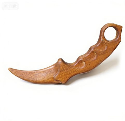 Golden Sandalwood Carved Claw Knife Ornament, Exquisite Wooden Craft for Arts Practice, Performance Training & Home Decoration