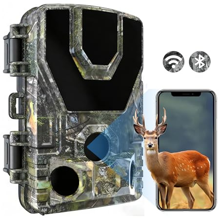 HAZA Caméra de Chasse 4K WiFi Hotspot connectée Telephone Caméra Chasse Infrarouge Vision Nocturne, détecteur de Mouvement, étanche IP66 pour Observation Animaux Sauvages(NO Carte SD)