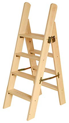 Escaleras Escalerillas Escaleras de Madera 4 peldaños Ligeros con barandilla de Mano Taburete Plegable Plegable Escalera de Paso Multiusos Escaleras Plegables- Capacidad de 300 LB (Natural)