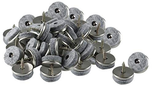 uxcell 40pcs Screw Felt Glider Furniture Pad Nails Screw-in Glide Slider 22mm/7/8 Dia for Wooden Table Desk Leg Feet