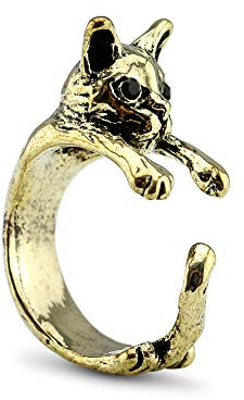 Serebra Jewelry Katzen Ring mit Silber-, Bronze-, Schwarztönung Größenverstellbar (Bronze)