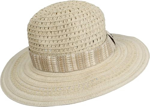 LOEVENICH Damen Fedora mit Hutband aus Stroh in One Size - idealer Strandbegleiter