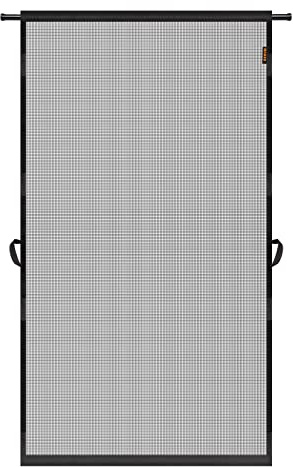 MAGZO Hanging Screen Door, Fits Door Size 36 x 80 (Curtain Size 38'' x 81''), Upgraded Fiberglass Mesh with Tension Rod&Hook&Loop (One Piece Can be Installed in 2 Ways), Weighted Bottom, Grey