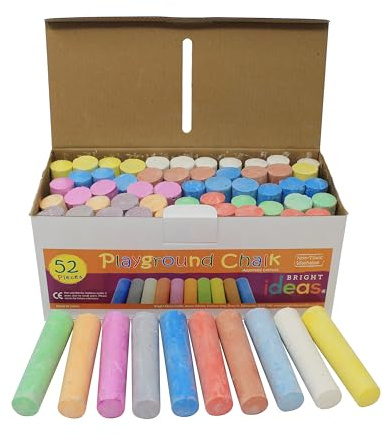 Bright Ideas Giant Colourful Playground Chalk, Assorted, 52 chalks, 10cm, BI8014