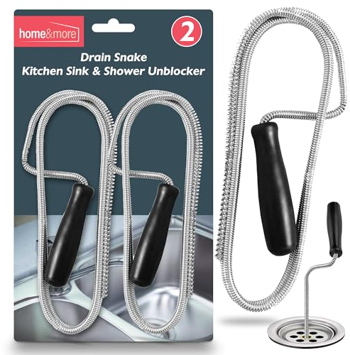SOL 2pk Drain Snake Kitchen and Shower Unblocker - 100cm Kitchen Sink Unblocker Tool, Plumbing Snake for Drain Cleaning, Shower & Sink Drain Auger, Drain Unblocking Brush for Kitchen & Bathroom Pipes