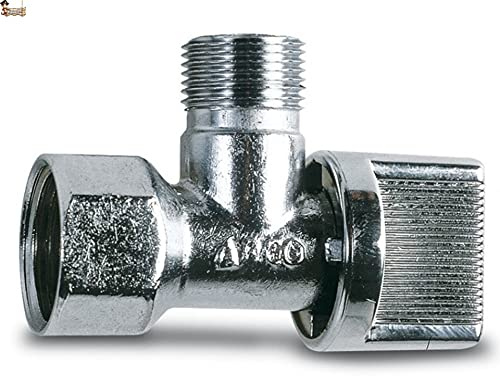 BricoLoco Llave de paso agua. Llave de escuadra hembra. Cierre de esfera. En latón cromado. 1/2 x 3/8”. Grifo para lavabo, cisterna, lavadora, lavavajillas, para latiguillos. (1)