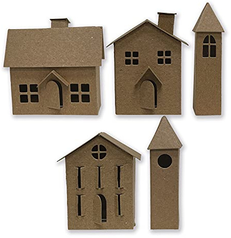Sizzix Thinlits Papierdorf #2 - Aufwendiges Stanzform-Set von Tim Holtz - Für Erweiterte 3D-Dorf Szenen & Festliche Dekoration - 21 Teile