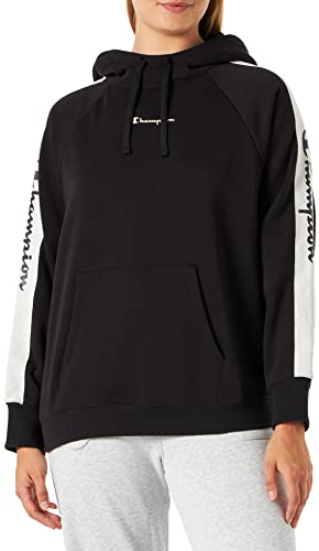 Champion Damen Sport Tape Hooded Sweatshirt, Nero, L
