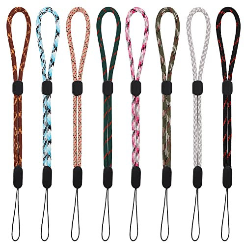 Cobee Dragonne de poignet réglable en nylon pour téléphone portable, 8 pièces de couleurs mélangées, 8.26*0.45*0.25inch(21*1.15*0.65cm)