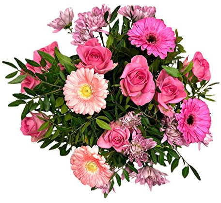 Blumenstrauß, bunter Blumenstrauß, Inklusive gratis Grußkarte, Flower bouquet, Fresh flowers, Cut flowers, Gift for Women, Fresh Flower, Gift for Valentine's Day, Birthday, Pink Bouquet