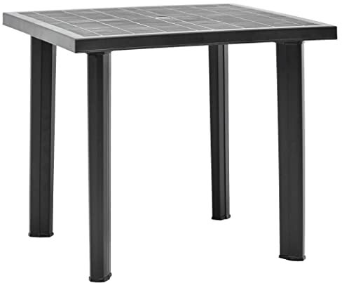 Makastle Bistrotisch 80 x 75 x 72 cm Anthrazit Balkontisch Garten Tisch Beistelltisch Gartentisch aus Kunststoff, Witterungsbeständig Garten Couchtisch Teetisch Terrassentisch Loungetisch