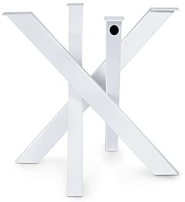 Magnetic Mobel Tischgestell Orion Design Kreuzgestell Schwerlast massiv Tischkufen Stahl Tischbeine Metall für Glasplatten (Weiß, 77x77xH71 cm)