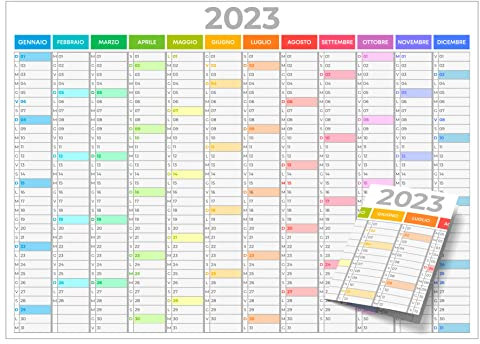 Jahresplaner 2024 - Format A1 (84 x 60 cm) 12 Monate | Wand- und Wandkalender (Grafiken Rainbow White)