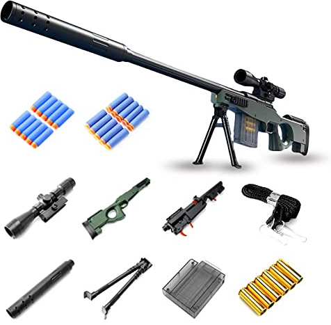 Rifle de Francotirador de Espuma 98K Con Alcance 20 Dardos Oficiales 6 Casquillos de Bala Rifle de Francotirador de Juguete Manual para Mayores de 8 años