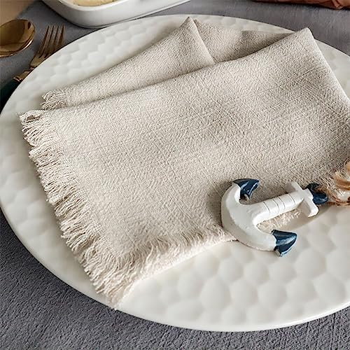 6 Juego de Servilletas de Lino y Algodón Natural, Suave, Decoración de Mesa Kitchen, Servilletas de Lino, Lavable Juego 6 Servilletas de Tela 45x45 cm para Bodas, Cenas, Cafeterías, Restaurantes
