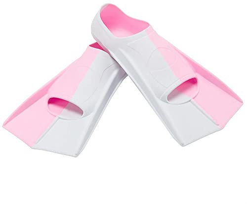 ENEN Schwimmflossen, Schnorchelflossen kurz Verstellbare Flossen für Kinder Erwachsene zum Schnorcheln, Schwimmen (XXS(27-29Meter),Rosa + Weiß)