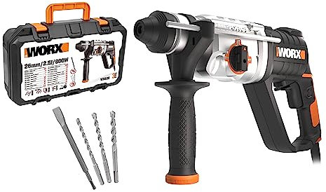 WORX WX339 800W Rotary Hammer Drill SDS Plus 26mm Auxhillary Handle Carry Case