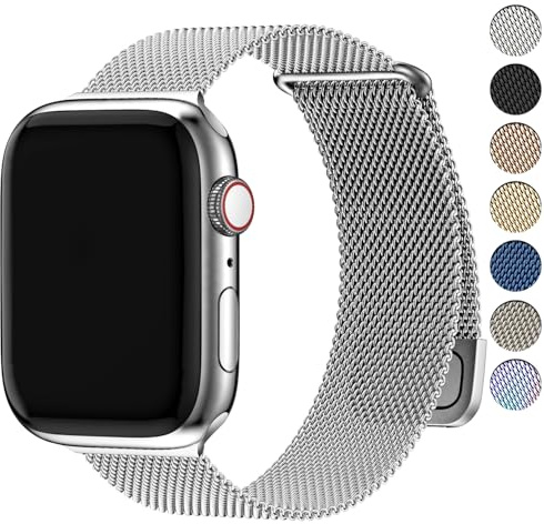 Fullmosa Klockarmband kompatibelt med Apple Watch-armband i storlekarna 44mm 46mm 45mm 49mm 42mm, Milanaise-armband i rostfritt stål för iWatch Ultra/SE 3 2 1 Series 11 10 9 8 7 6 5 4