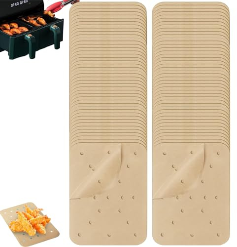 150 Pcs Air Fryer Parchment Paper Liners - Non-Stick Greaseproof Perforated Parchment Liner Baking Paper Rectangles