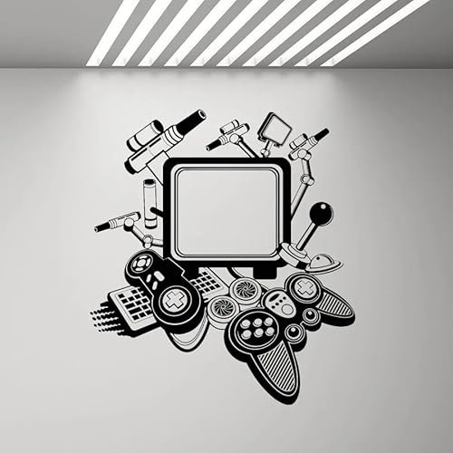 Autocollant d’art mural d’ordinateur vintage Gamer Gaming Cool Decor Vinyle Autocollant Mural Pour Garçons Chambre Décoration De La Maison 57x63cm