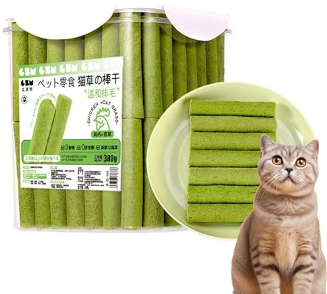 Huayeex 80 Stück Katzengras-Kaustab, Katzen-Zahnschleifstab, Naturgras Kau Haustier Schleifstab, Katzengras-Beißstäbchen Für Hauskatzen, Katzen-Zahnleckereien