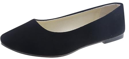 AIGOUT Dam balettskor pumps ballerina elastiska låga kil sandaler rund tå bekväma dockskor slip-on arbete kontor damskor (svart, 5,5 UK)