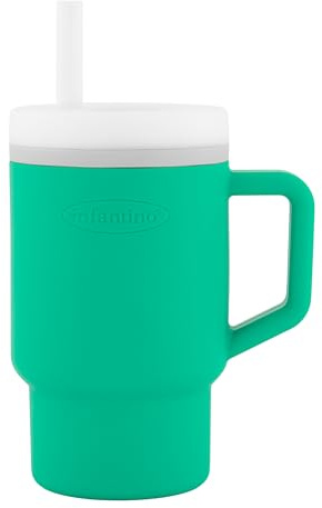 Infantino My 1st Tumbler – söt minikopp med läckagesäkert sugrör och småbarnsvänligt handtag, främjar drickande, lätt att rengöra, 255 ml, alpin
