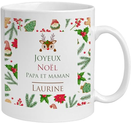 KDO MAGIC - Mug personnalisée (Réveillon) | Idée cadeau Noël, homme, femme, anniversaire, souvenir, fêtes | Tasse personnalisable avec photo et prénom