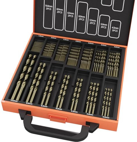 ENERTWIST Cobalt Drill Bit Set, 99Pcs HSS Twist Jobber Drill Bits,135° M35 Metric Drill Bits for Hardened Metal, Stainless Steel, Cast Iron, Wood and Plastics with Metal Index Storage Case(1.5mm-10mm)