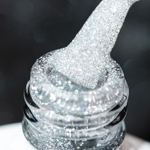 BURANO UV Glitzer Nagellack, 7.3ml Reflective Nagel Gel UV lack, Silber Pink Nägel Nagellack Led Holographisch Gel Polish Curing Need S6