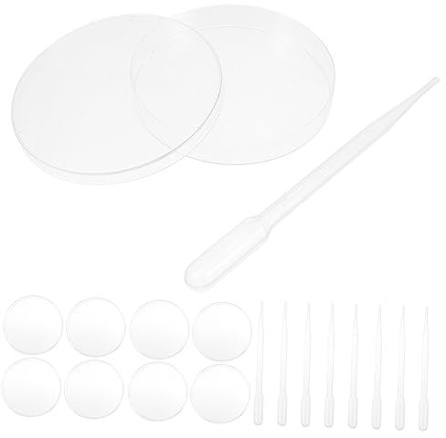 GLEAVI Ensemble De Boîtes De Petri De Laboratoire Avec Compte-gouttes 10 Pièces En Plastique Avec Couvercle Pour Lenseignement Des Sciences Et La Recherche