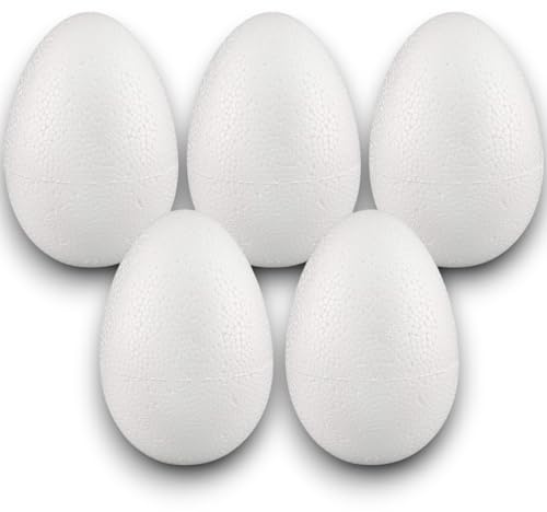 Generico 8X Uova polistirolo 13 cm Uovo Bianco in polistirolo da Decorare colorare Decorazioni pasquali Fai da Te decoupage Uova addobbi pasquali casa