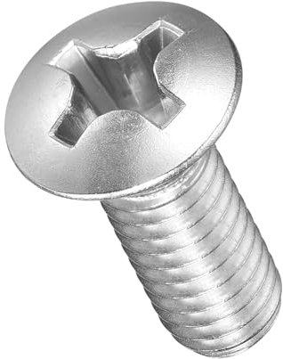 METALLIXITY Phillips Cross Recessed Countersunk Head Screws Bolts (M6-1x16) 25Pcs, 304 Stainless Steel Flat Head Woodworking Machine Screws - for Furniture Assembly DIY Projects, Silver