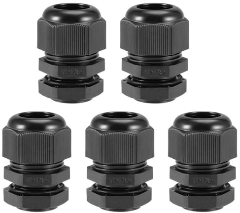 TA-VIGOR 5Pcs NPT3/4 Cable Gland, IP68 Waterproof Adjustable Plastic Nylon Wire Connectors Gland Joints for 12mm-18mm Cables, Locknut Stuffing Glands with Locknut and Washer – Black