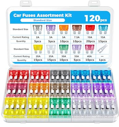 Xibao Fusibles Coche,Auto Estándar Cuchilla De Fusibles,Set de Fusibles de Cuchilla Estándar,2A 3A 5A 7.5A 10A 15A 20A 25A 30A 35A 40A Caja Fusibles,Apto para Autos,Camionetas,SUV,ATV,UTV (120pcs)