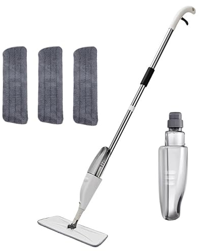 UUE Wischer mit Sprühfunktion, Sprühwischer Bodenwischer mit Wassertank und 3 wischpads, 360 Grad Rotierender Wischmopp, Spray Mop Nasswischer Bodenwischer für die Reinigung der meisten Bodenarten