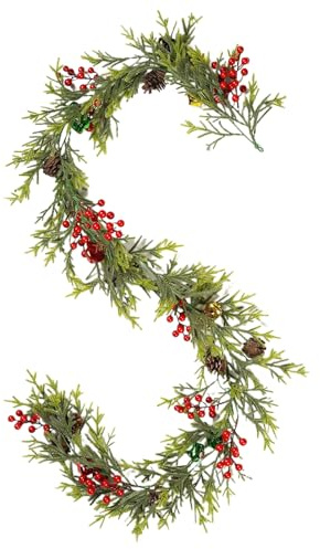 Generico Ghirlanda di vite di Natale, viti in pino artificiale, design sempreverde realistico da 70,87 pollici, vite per soffitto per le vacanze