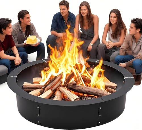 DECAKE Anello per braciere Senza Fumo da 48 Pollici, lamiere di Ferro Facili da installare, Fori di Ventilazione per Una combustione Completa della Legna, Acciaio Verniciato antiruggine,