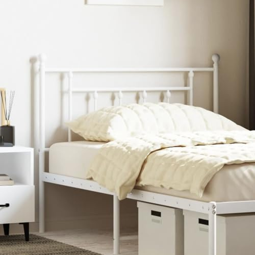 Owoxanthellate Bettkopfteil 112x97 cm aus weißem Stahl Modernes Metall Headboard für 107 cm breite Matratzen Robust und Langlebig auch als Wandkissen Alternative für Schlafzimmer