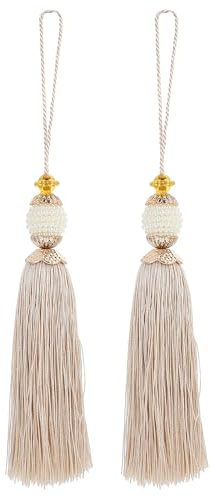 MOKKHNB Borlas de Flecos Beige para Cortinas DIY, Hechas a Mano en Poliéster Resistente, Decoración Colgante Delicada y Versátil para Bolsos y Disfraces Color Aleatorio